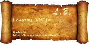 Lovassy Béla névjegykártya