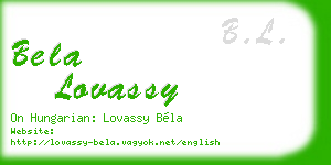 bela lovassy business card